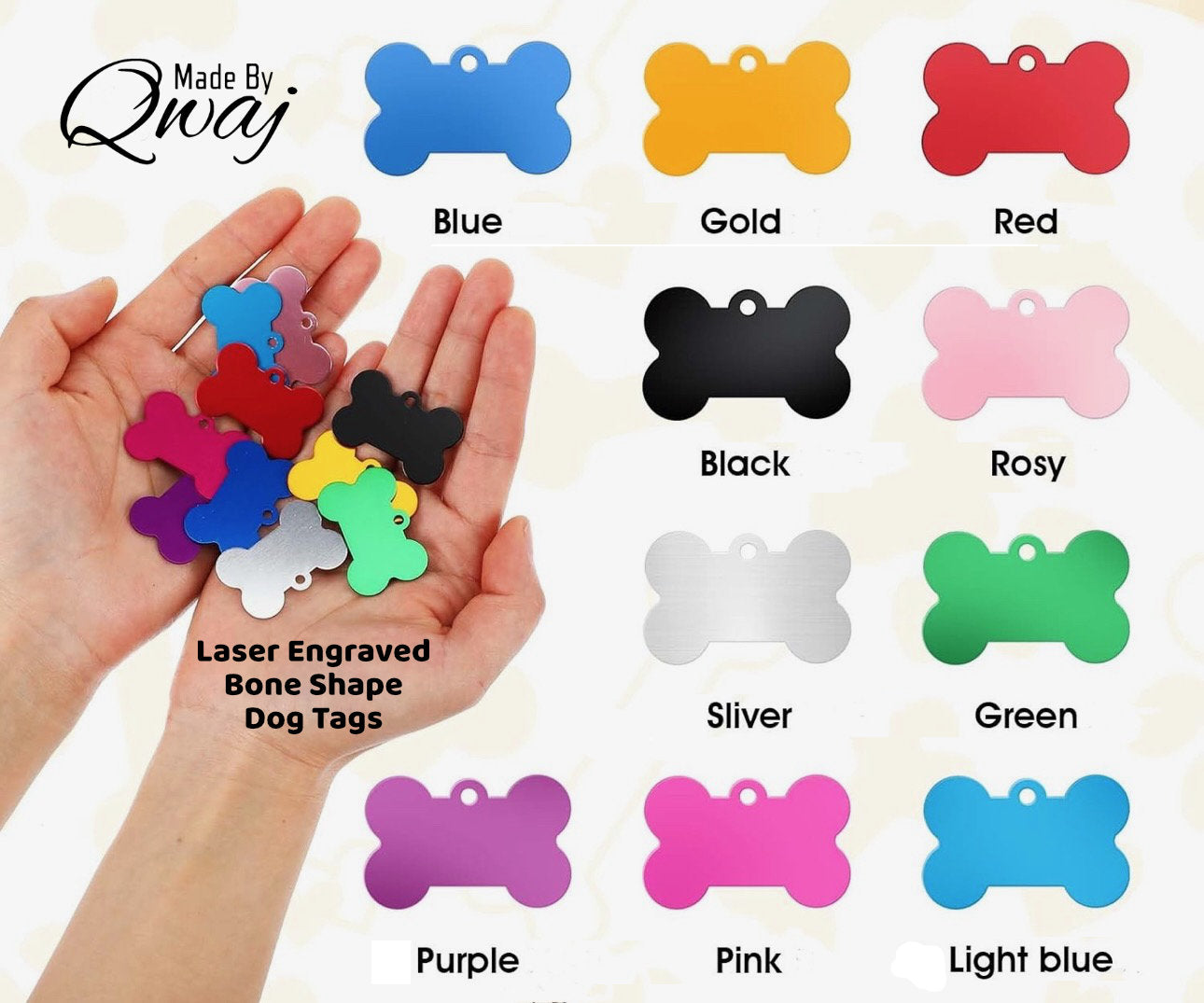 Dog Tags - Bone Shape, Small