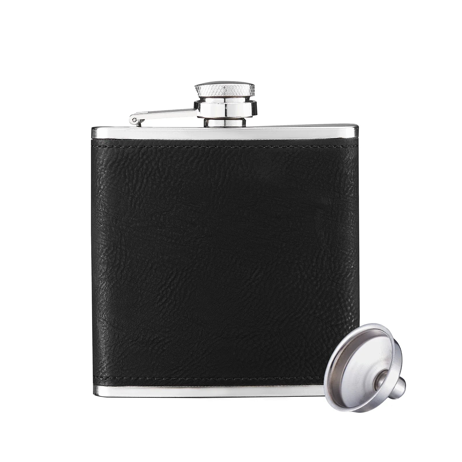 Stainless Steel Hip Flask (6oz) w/faux leather wrap